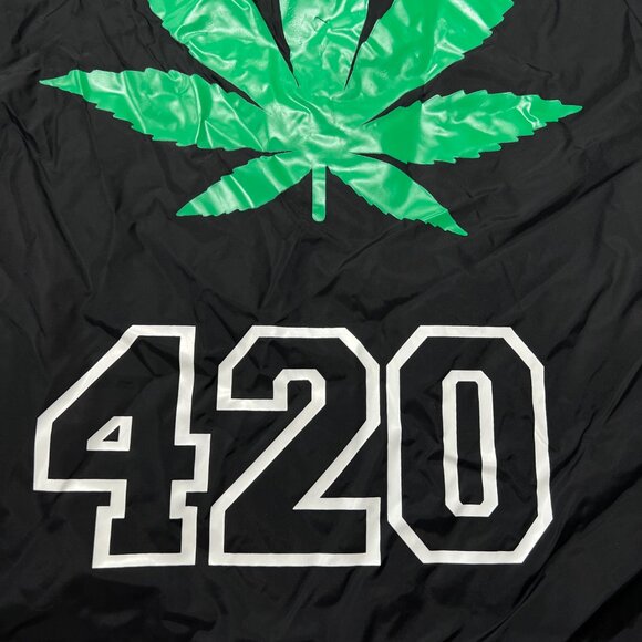 AWGE A$AP Rocky 420 Black Satin Coach Jacket Snap Medium ASAP MOB Marijuana USA - Picture 11 of 16